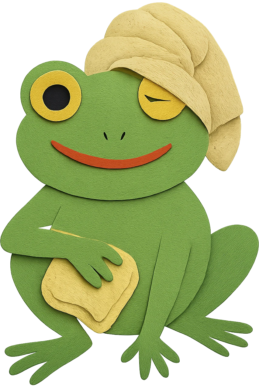 сделай эту лягушку, но в позе как на второй картинке emoji