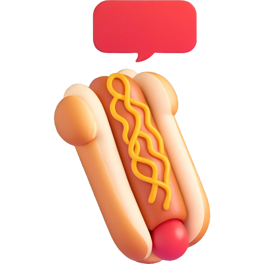 hotdog with a speech bubble, fun and expressive emoji