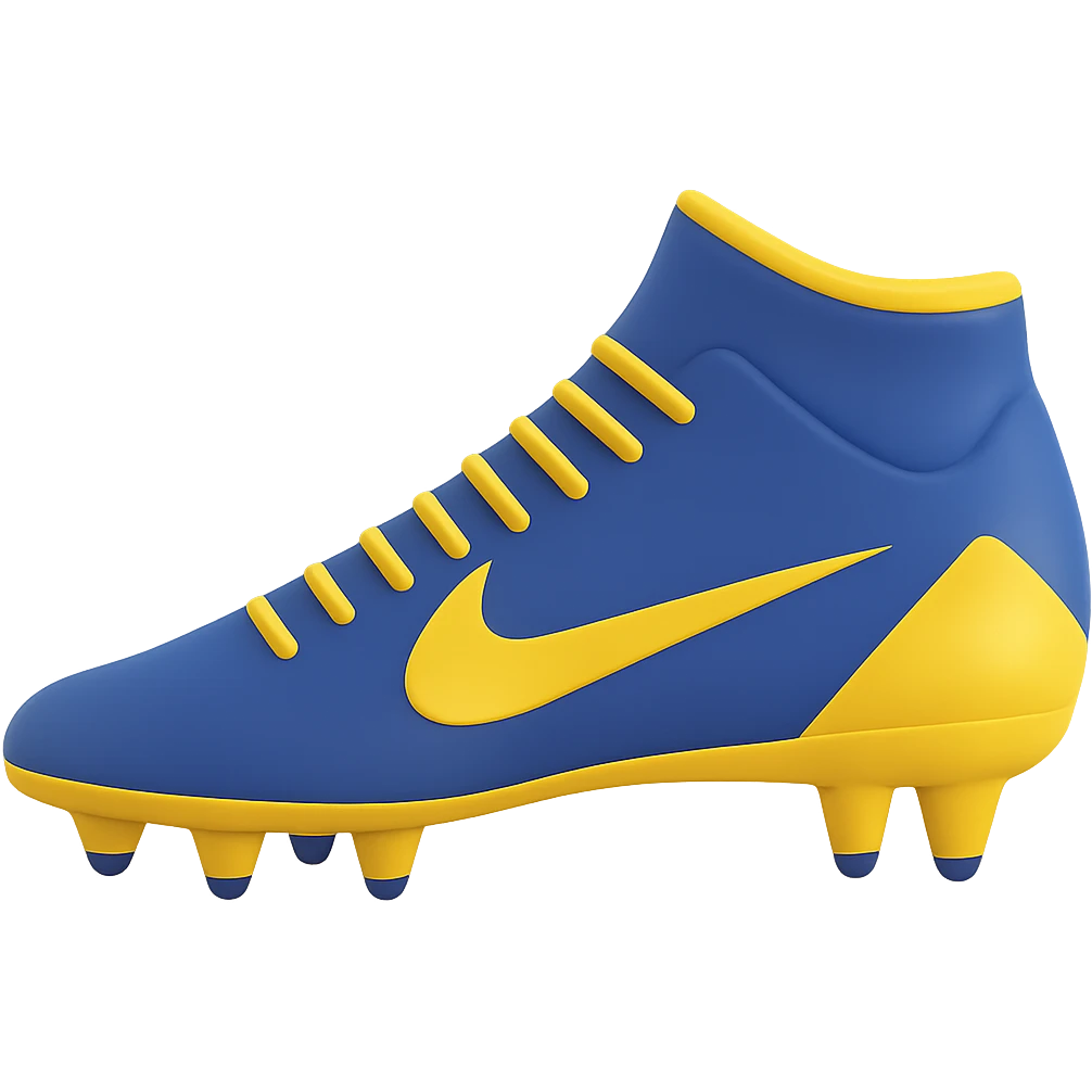 Make the football boot blue. The original style is 3D emoji style, which does not support editing, so use the general style editor to keep the 3D emoji look while making the boot blue. emoji