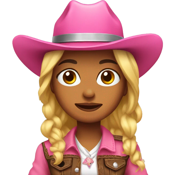 Cowgirl emoji with pink hat emoji