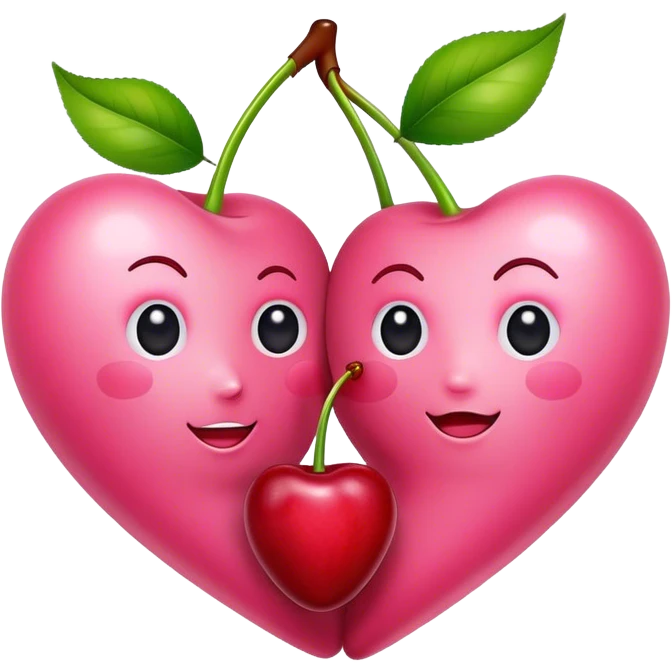 pink heart cherries emoji