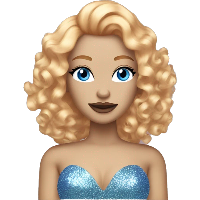 drag queen with pale skin and ginger red beard and curly blonde highlighted hair with a sparkly top and light chest hair and blue eyes  emoji