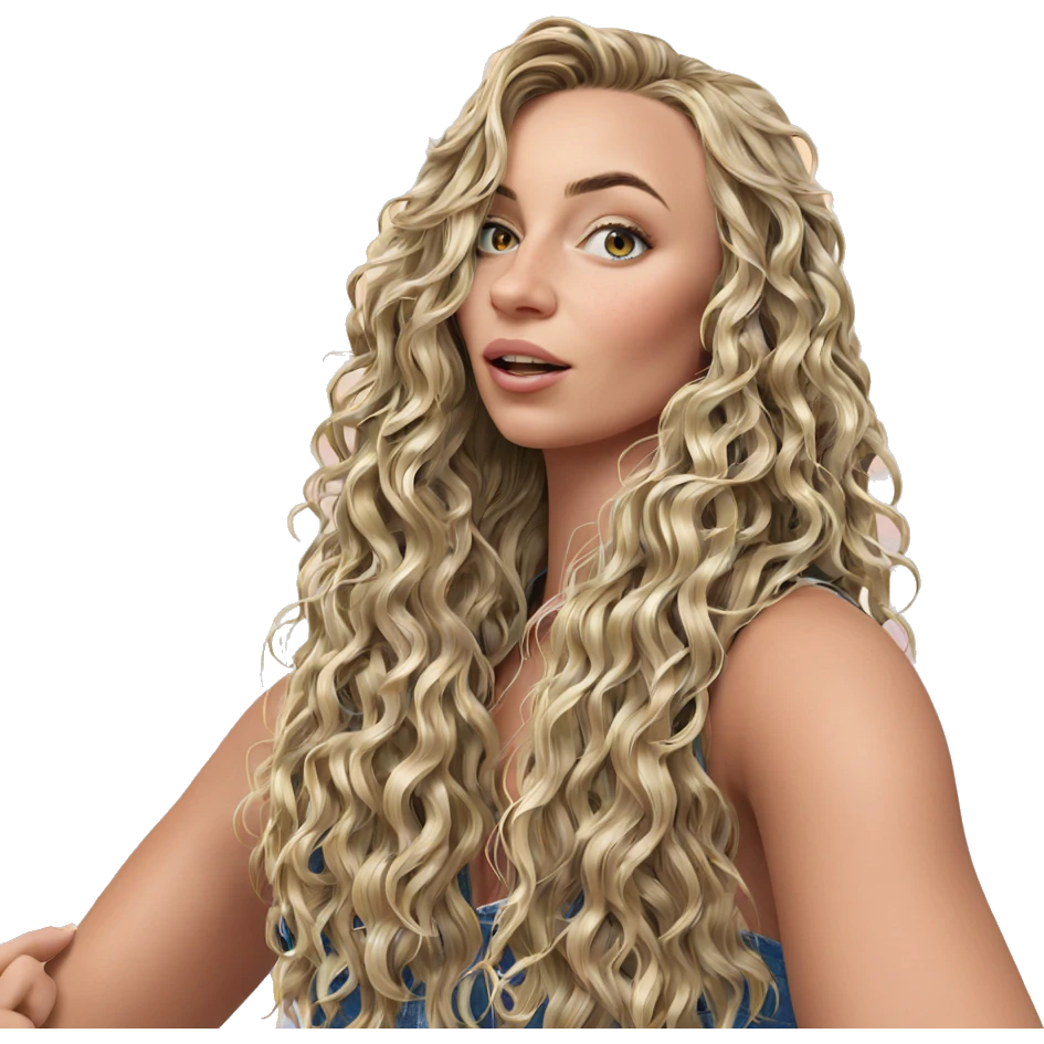 blonde girl with wavy hair emoji