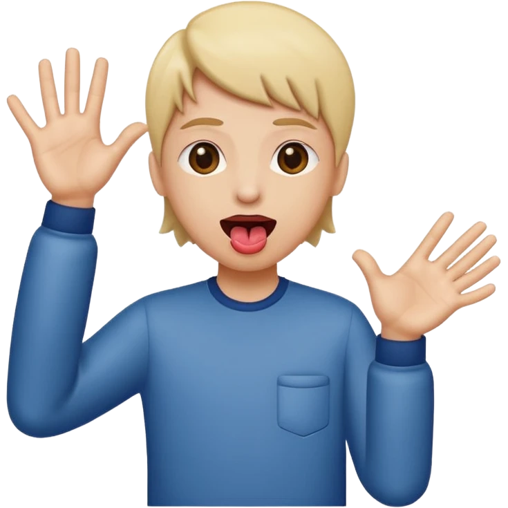 Tongue out with hands to the side emoji