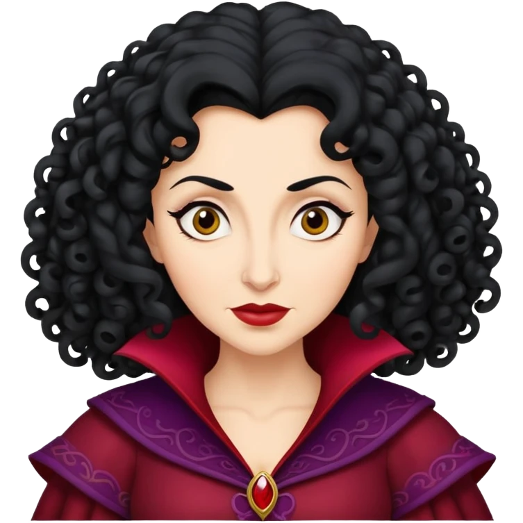 Mother Gothel villain with curly black hair emoji