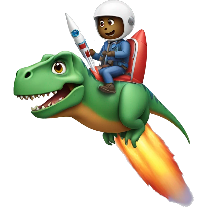 Dinosaur riding a rocket emoji