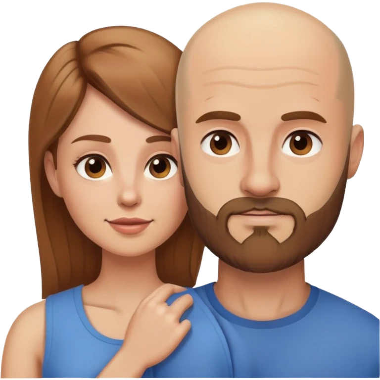 Beautiful light brown hair touching her muscular bald beard husband emoji