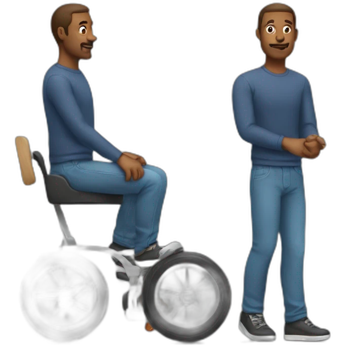 Man with wheels instead of limbs emoji