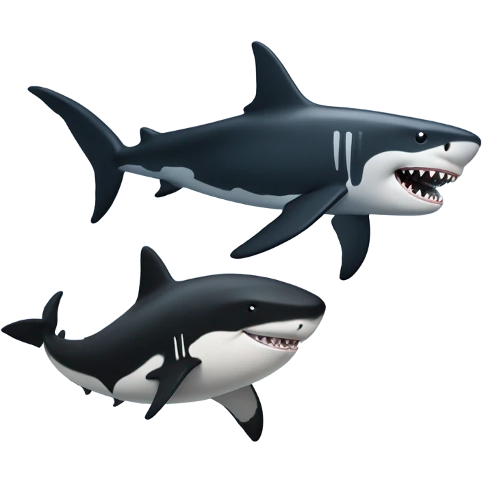 Shark with a top horn being chased by a orca whale emoji