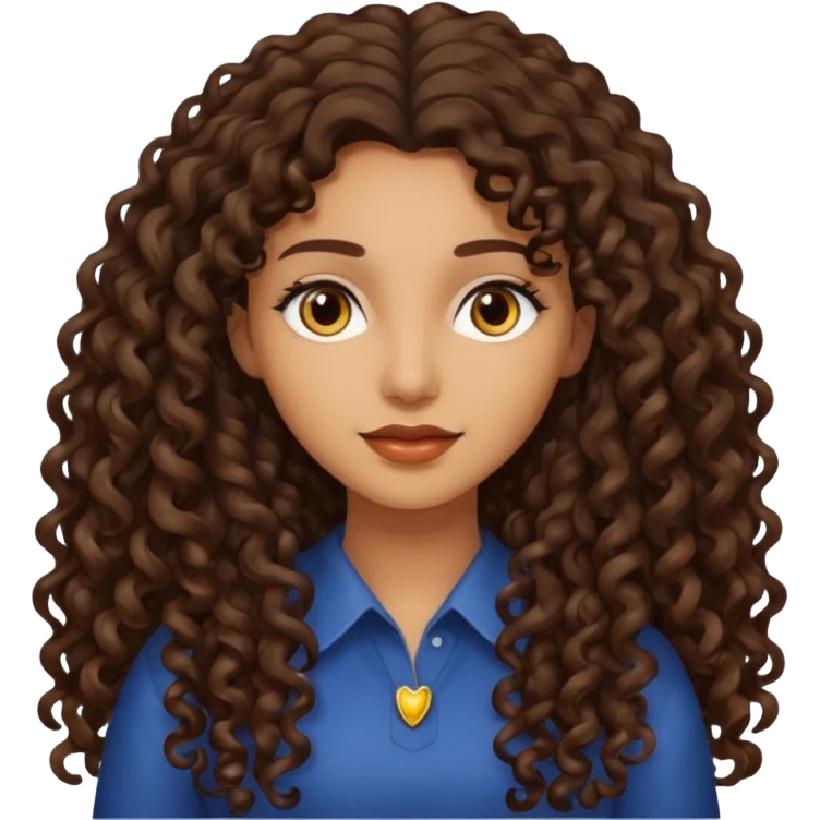 Woman light brown skin long dark curly hair emoji