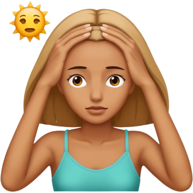 an emoji in which a woman sighs and holds her forehead with her hands emoji