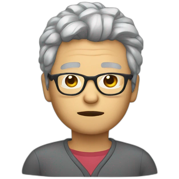 Chinese grey hair wear glasses thumb down emoji