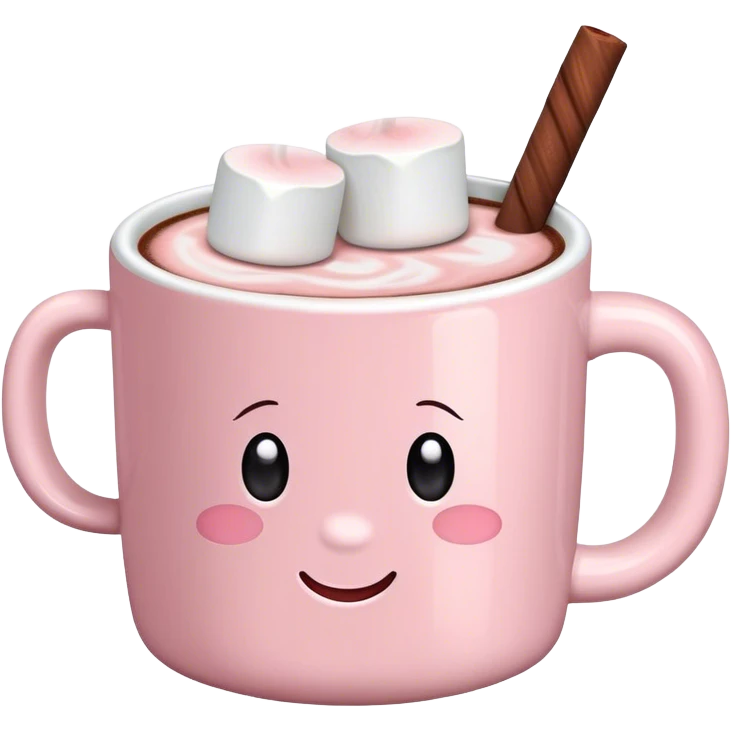 Light Pink mug of hot chocolate with marshmallows  emoji