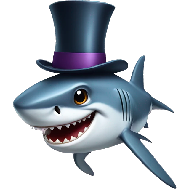 Shark with a top hat emoji