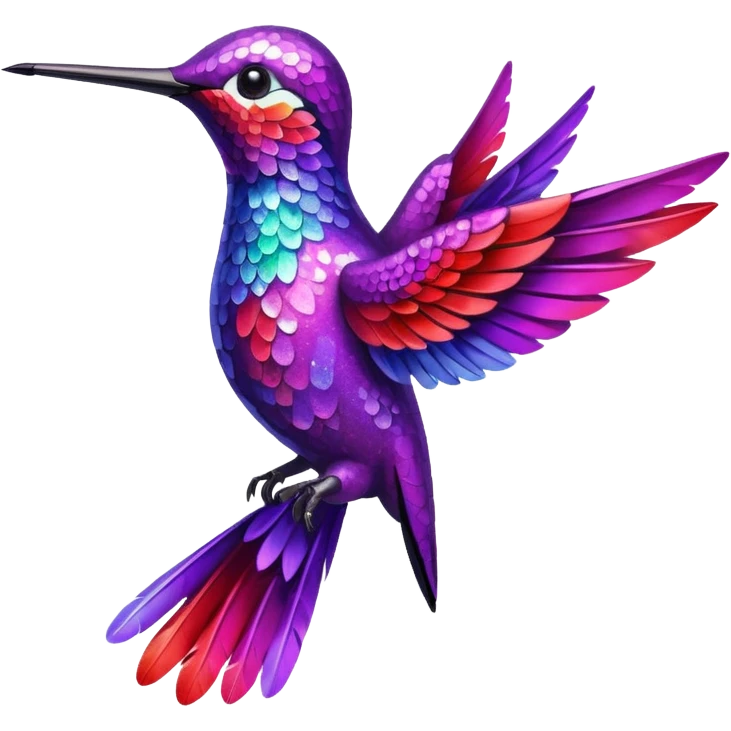 hummingbird with red and purple with glitter emoji