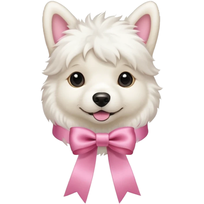 white dog with pink ribbon emoji