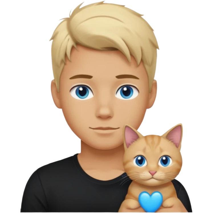 sexy boy with blonde hair and black t-shirt with cat  emoji