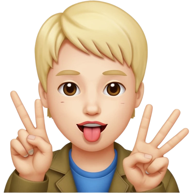 Fait un mélange des deux emojis suivant : 😝✌️ emoji