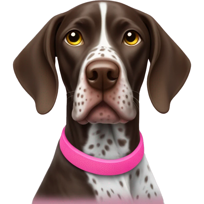 German shorthair pointer with pink tennis ball  emoji