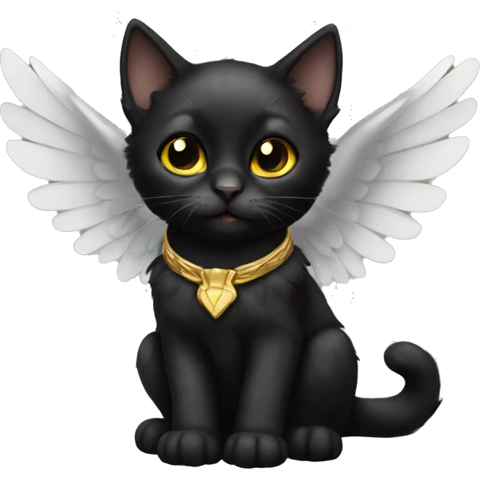 Black kitten with wings emoji