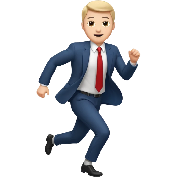 businessman picking running, face to camera emoji