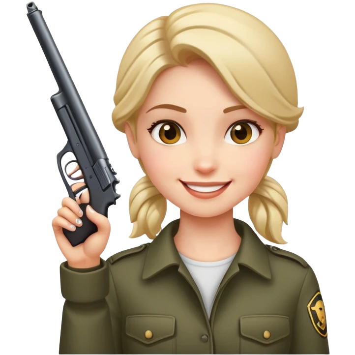 girl smiling while pointing gun at her head emoji