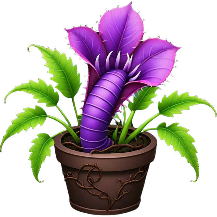 Black and purple Venus flytrap with vines emoji