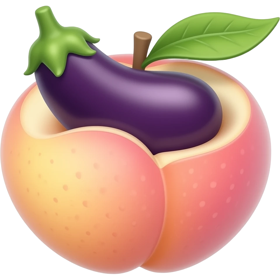Eggplant emoji inserting in to the peach emoji emoji