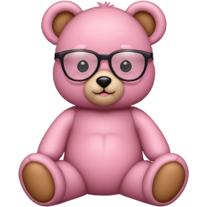 Pink teddy bear with glasses emoji