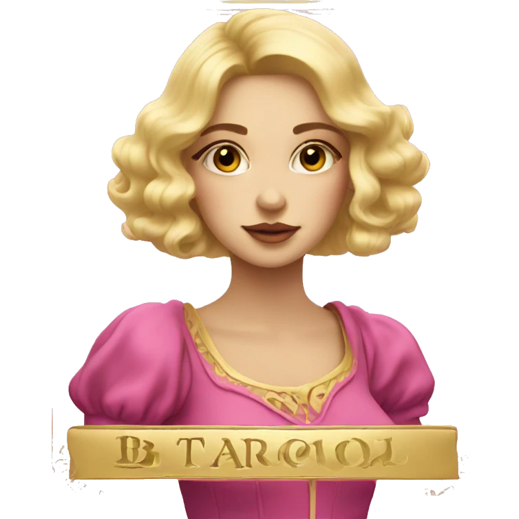 Blonde beautiful girl with pink pink tarot gold cards emoji