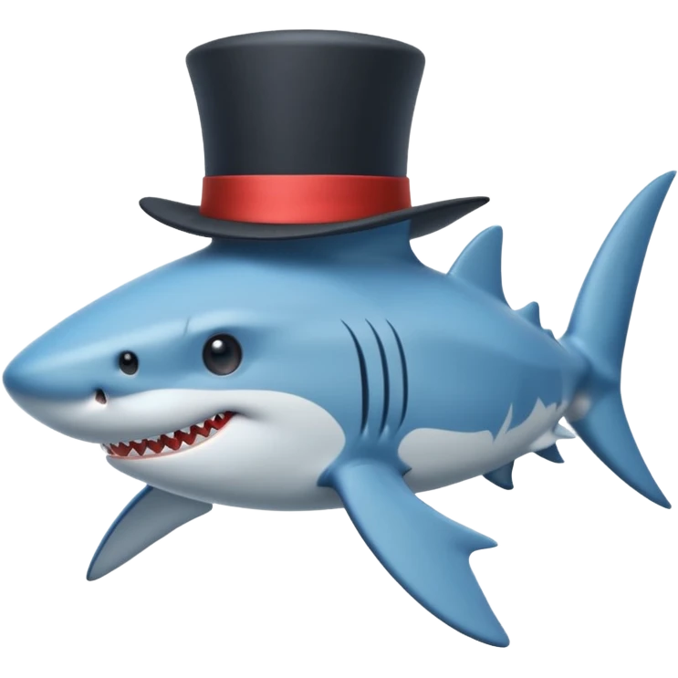 Shark with a top hat emoji