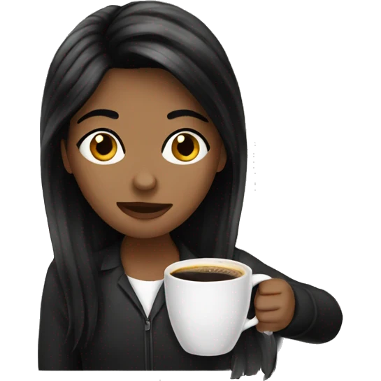 Black hair drinking espresso emoji