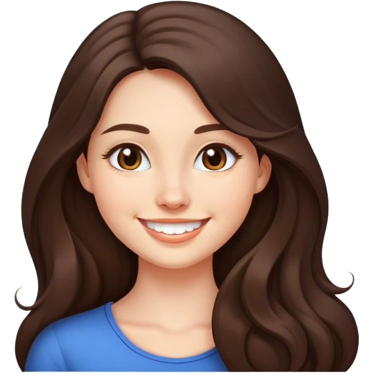 Brunette long hair with a cute dimple smile  emoji