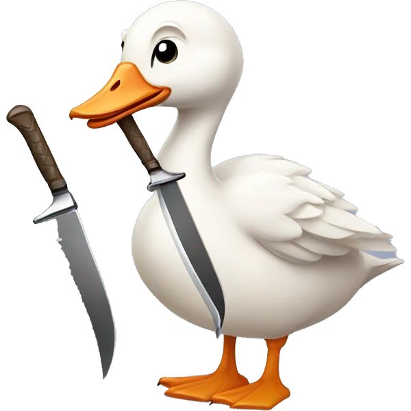 a goose holding two knives emoji