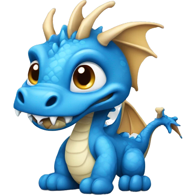Blue cute cartoon working dragon with murmur emoji