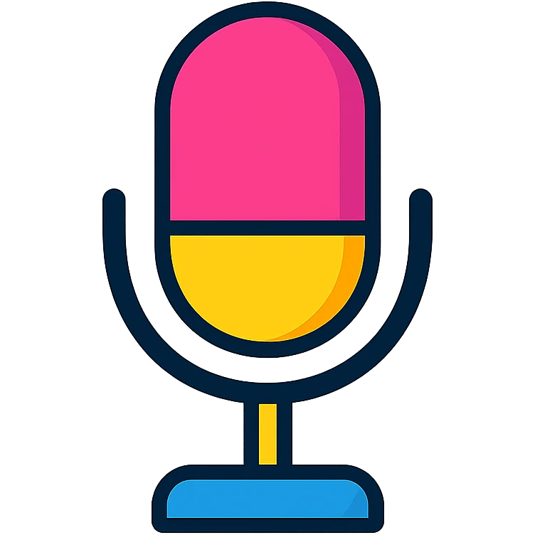 microphone icon, color accent, clean, app interface, contemporary look, modern style emoji