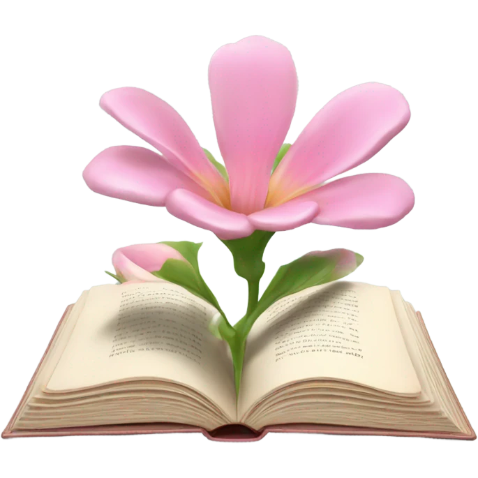 Realistic Open book with light pink flower inside emoji