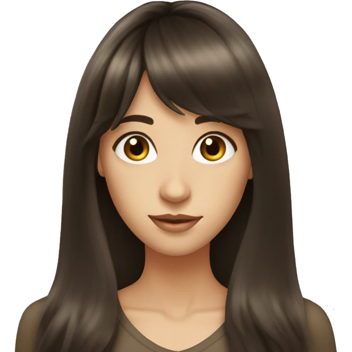Long brunette hair with bangs beautiful  emoji