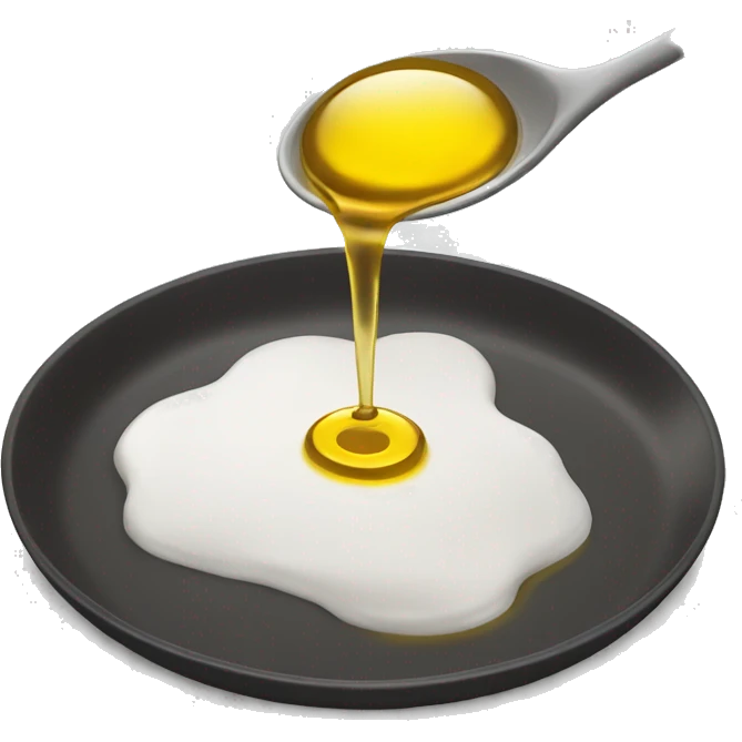 pouring oil from a spoon, dressing a plate emoji
