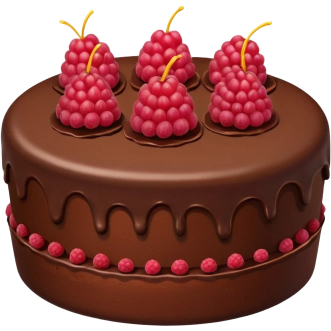 Chocolate Birthday Cake with raspberries emoji