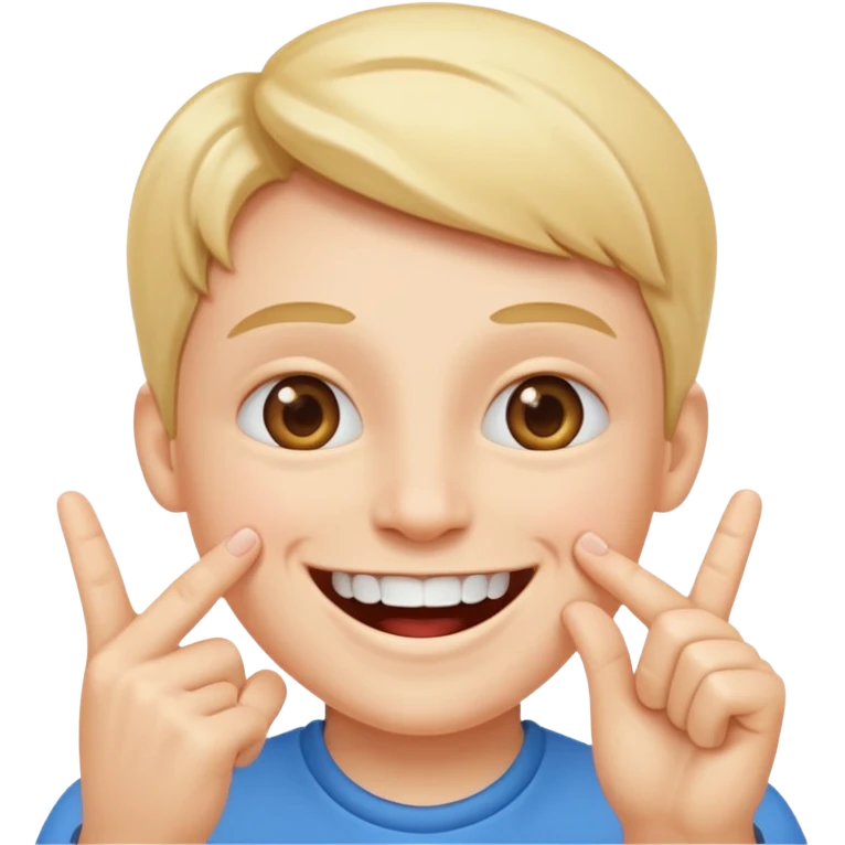 Smiley with his fingers between his teeth  emoji