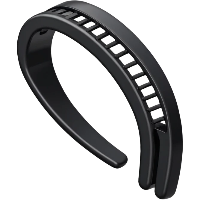 a curved hair accessory with teeth on both sides that hinge together, designed to secure hair in a vertical ponytail emoji