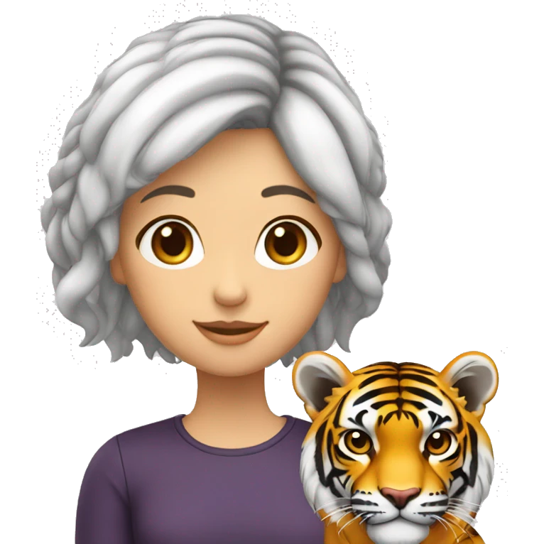 Fille cheveux blanc et oreille de tigre  emoji