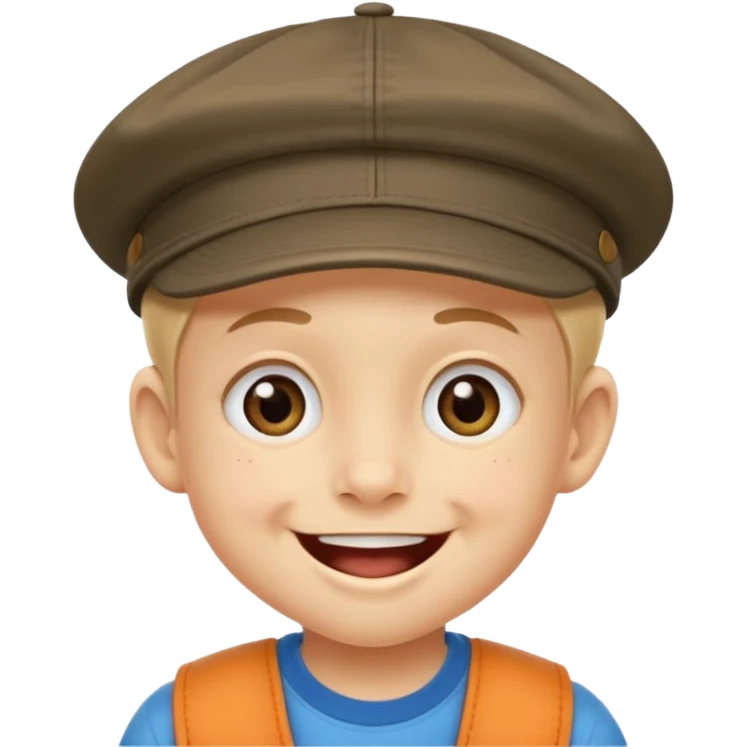 Un niño con gorra riendo emoji