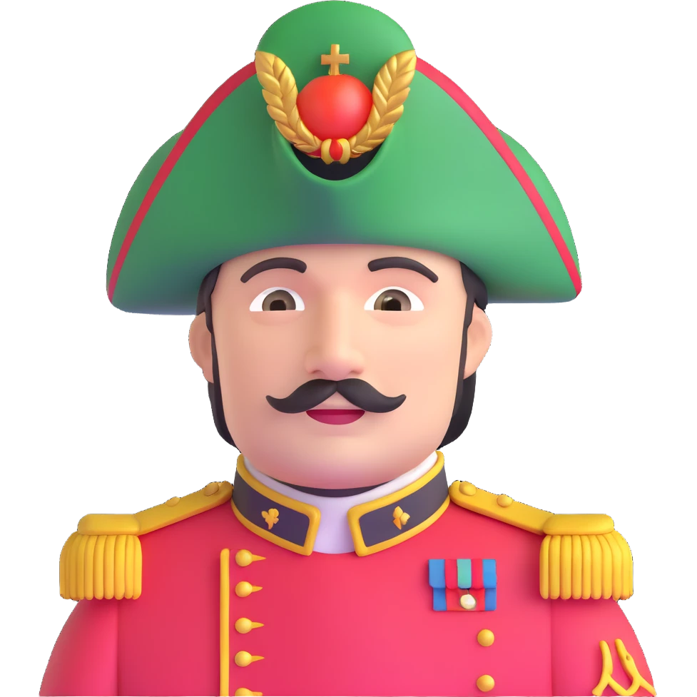 tomato wearing Napoleon Bonaparte's bicorne hat and military officer uniform emoji