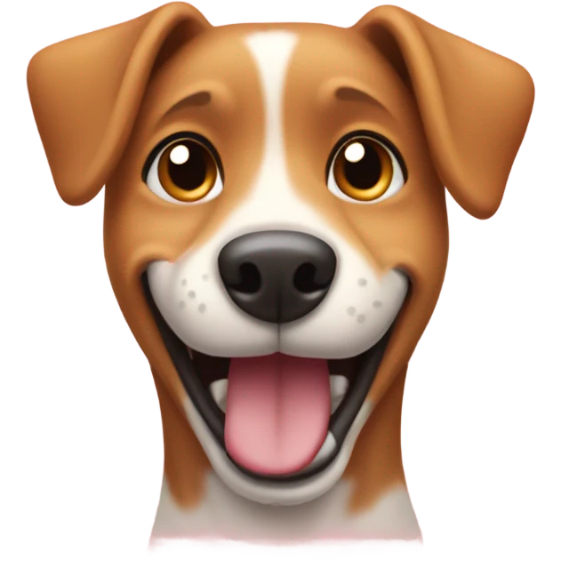 Dog smiling with heart emoji