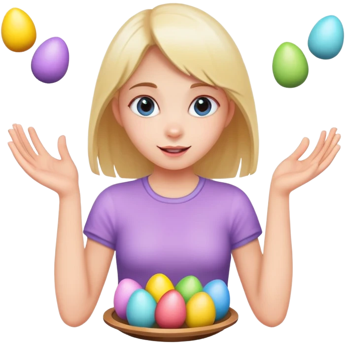 Chick playing with Easter eggs emoji