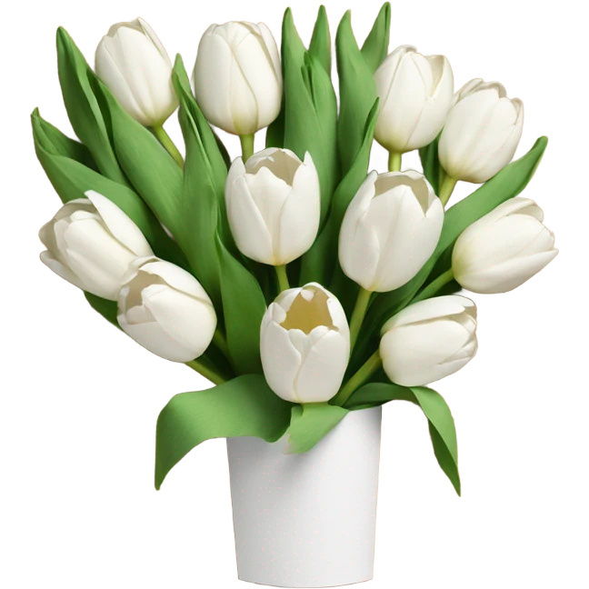 White tulips bouquet in craft paper emoji