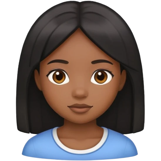 Black girl with fair skin, round face, and straight hair emoji