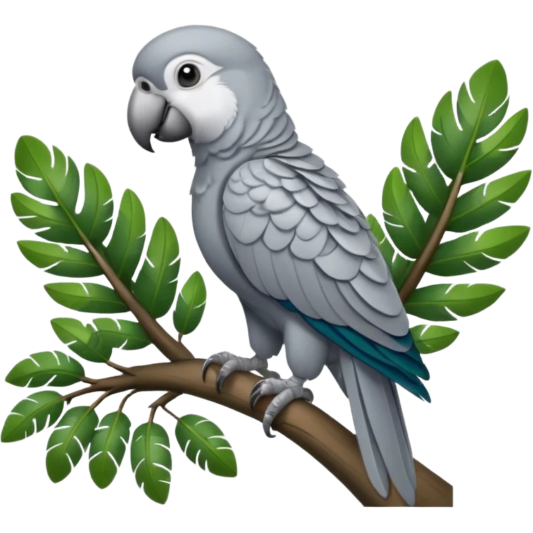 gray parrot on tree emoji